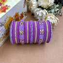 Wedding Chuda Gold Plated Austrian Stone Velvet Bridal Bangles Set