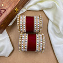 Wedding Chuda Gold Plated Kundan Stone And Pearls Bangles Set