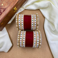 Wedding Chuda Gold Plated Kundan Stone And Pearls Bangles Set