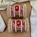 Wedding Chuda Gold Plated Kundan Stone And Pearl Acrylic Bangles Set