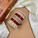 Wedding Chuda Gold Plated Austrian Stone And Pearl Acrylic Bangles Set