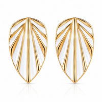 Etnico Fashion Gold Plated Anti Tarnish Leaf Design Stud Earrings for Women & Girls Lightweight Fashion Jewellery (WE002W)