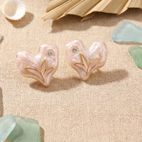 Etnico Fashion Gold Plated Anti Tarnish Heart Design Stud Earrings with Simulated Stone for Women & Girls Lightweight Fashion Jewellery (WE006W)