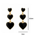 Etnico Fashion Gold Plated Anti Tarnish Triple Heart Design Drop Earrings with Black Enamel for Women & Girls Lightweight Fashion Jewellery (WE008B)