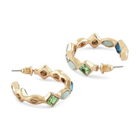 Etnico Fashion Gold Plated Anti Tarnish Multicolor Crystal Hoop Earrings for Women & Girls Stone Studded Lightweight Fashion Jewellery (WE009Mul)