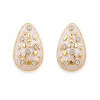 Etnico Fashion Gold Plated Anti Tarnish Pearl Finish Teardrop Stud Earrings with American Diamond for Women & Girls Lightweight Fashion Jewellery (WE013W)