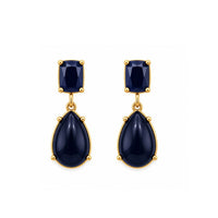Etnico Fashion Gold Plated Anti Tarnish Blue Stone Drop Earrings for Women & Girls Teardrop Dangle Fashion Jewellery (WE014Bl)
