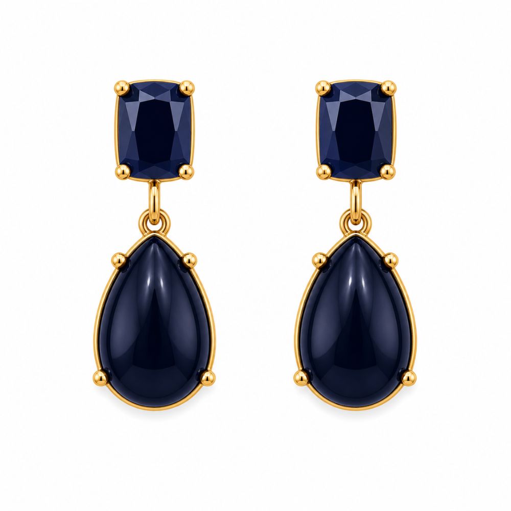 Etnico Fashion Gold Plated Anti Tarnish Blue Stone Drop Earrings for Women & Girls Teardrop Dangle Fashion Jewellery (WE014Bl)