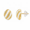 Etnico Fashion Gold Plated Anti Tarnish Pearl Finish Oval Stud Earrings for Women & Girls Elegant Everyday Fashion Jewellery (WE018W)