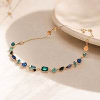 Etnico Fashion Gold Plated Anti Tarnish Multicolor Crystal Tennis Necklace for Women & Girls Stylish Fashion Jewellery (WN003Mul)
