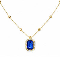 Etnico Fashion Gold Plated Anti Tarnish Blue Crystal Pendant Necklace for Women & Girls Stylish Fashion Jewellery (WN007Bl)