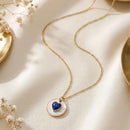 Etnico Fashion Gold Plated Anti Tarnish Blue Heart Pendant Necklace for Women & Girls American Diamond Style Heart Charm Chain Fashion Jewellery (WN009Bl)
