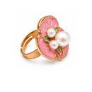 EtnicoFashion Gold Plated Floral Pearl Adjustable Ring for Women & Girls Stylish Fashion Jewellery (WR002Pi)