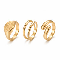 EtnicoFashion Gold Plated Rings Combo for Women & Girls Stylish Fashion Jewellery (Pack of 3) (WR004FL)
