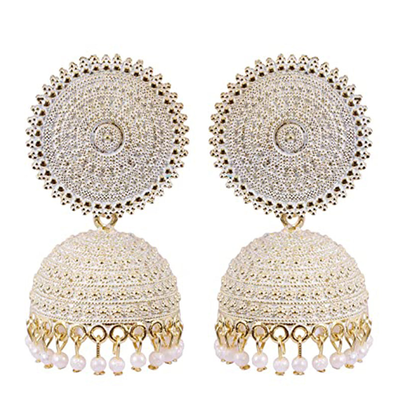 Subhag Alankar White Attractive Kundan Jhumki earrings ideal for festive wear