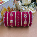 Wedding Chuda Gold Plated Austrian Stone Velvet Bridal Bangles Set
