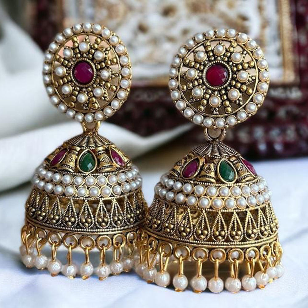 Gehana Mahal Gold Plated Jhumki Earrings