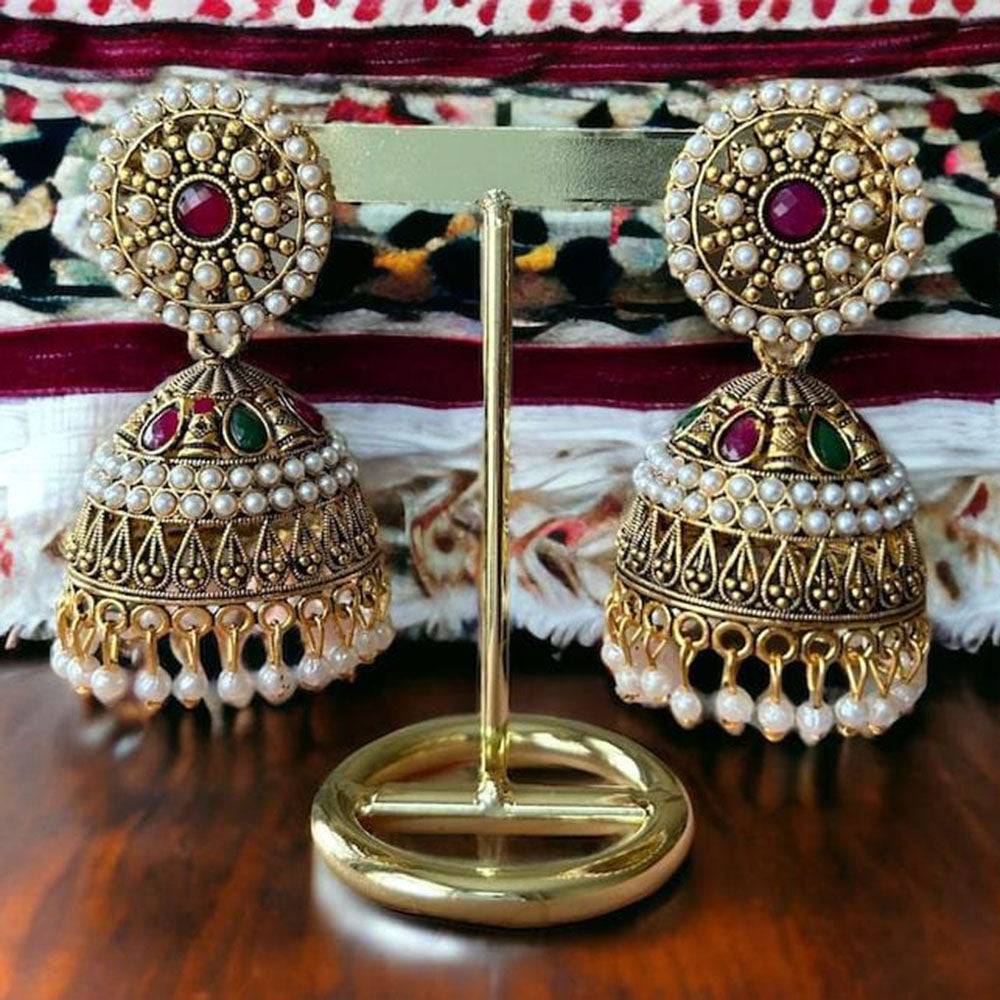 Gehana Mahal Gold Plated Jhumki Earrings