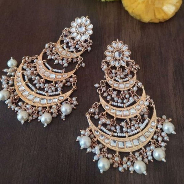 Bevy Pearls Gold Plated Kundan And Pearl  Dangler Earrings