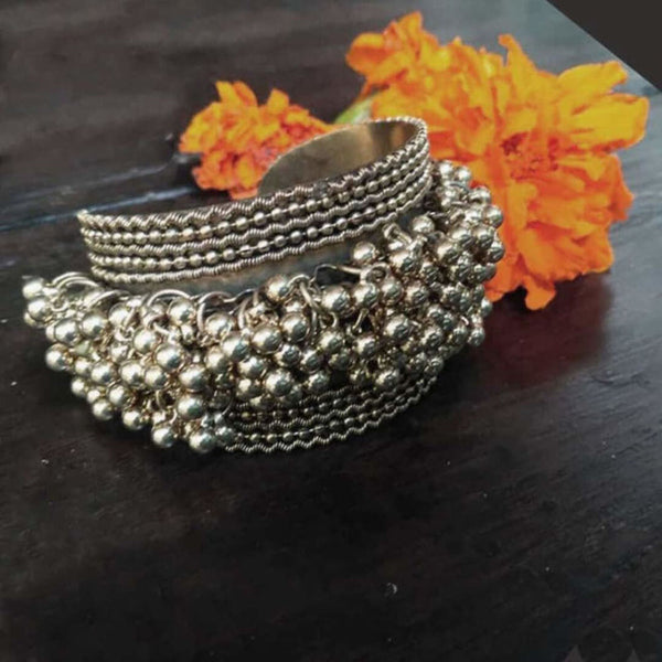 Bevy Pearls Oxidised Plated Openable Ghungroo Bangle