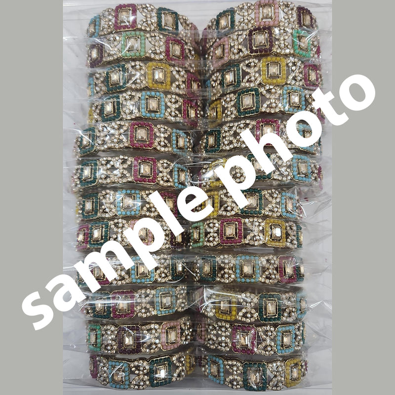 Lahore Traders Mehndi Plated Shadow Stone Bangles Set