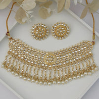 Bevy Pearls Classic Kundan Stone And Beads Choker Necklace Set 
