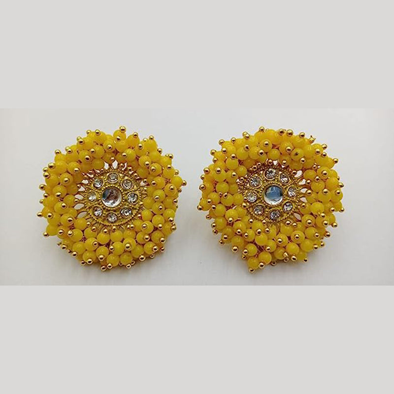 Subhag Alankar Yellow Guchha Tops, Elegant Floral Stud Earring For Girls & Women Alloy Stud Earring
