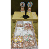 Dhwani Royal Kundan Pearl And Beads Meenakari Jhumki Earrings