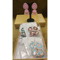 Dhwani Royal Kundan Pearl And Beads Meenakari Jhumki Earrings