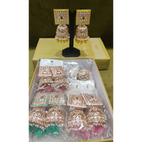 Dhwani Royal Kundan Pearl And Beads Meenakari Jhumki Earrings