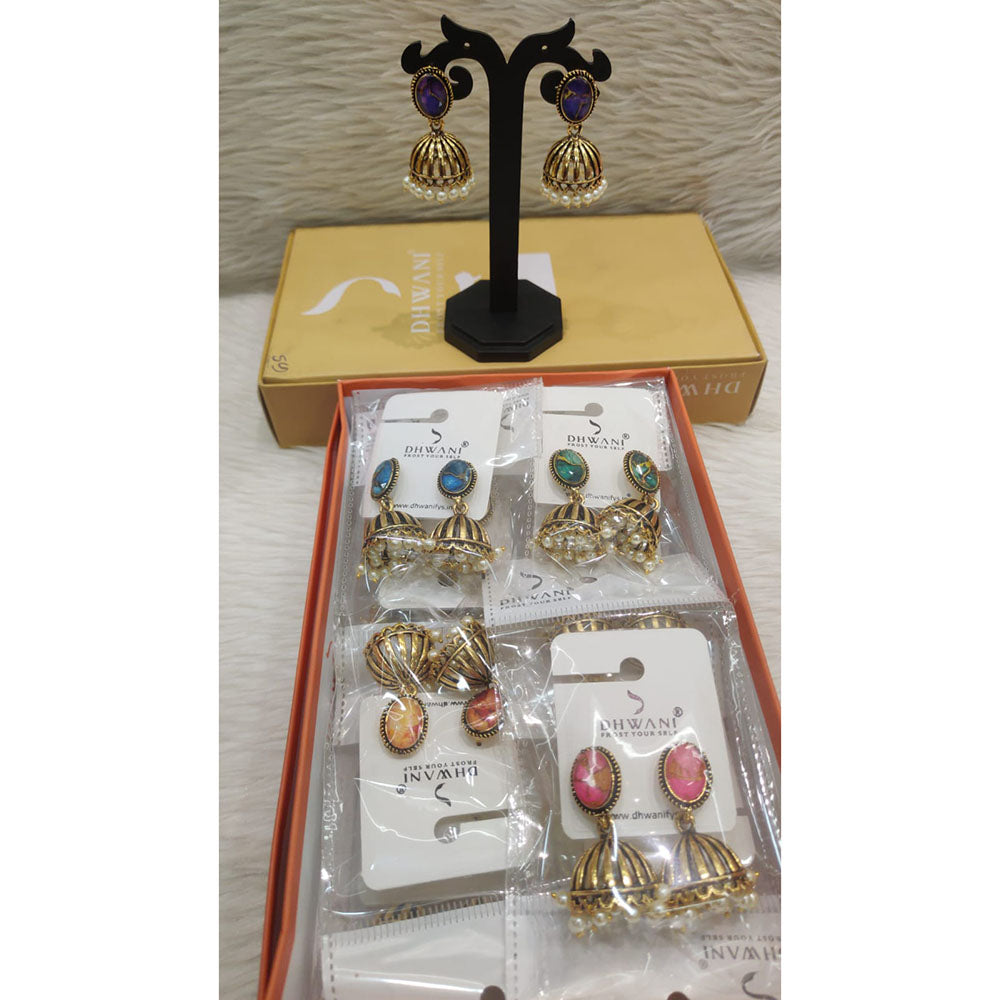 Dhwani Royal Pota Stone And Pearl Jhumki Earrings