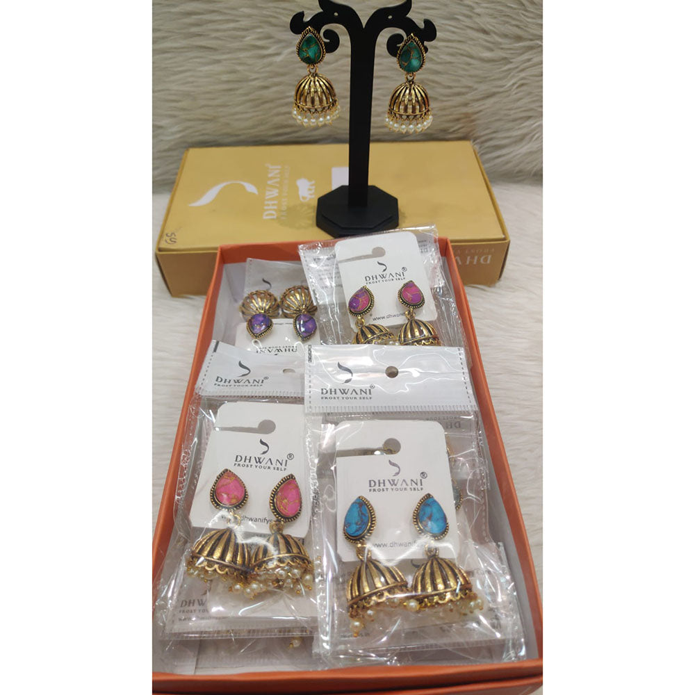 Dhwani Royal Pota Stone And Pearl Jhumki Earrings