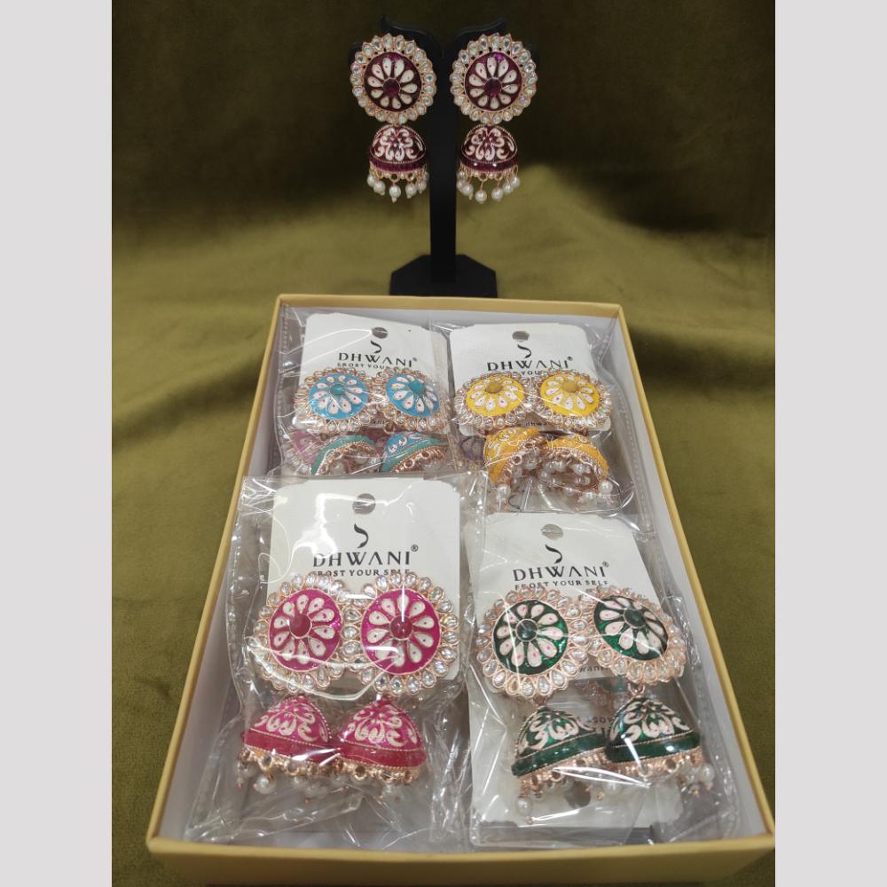 Dhwani Traditional Kundan Stone And Meenakari Jhumki Earrings