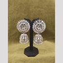 Dhwani Rhodium Plated Austrian Stone And Mirror Beads Jhumki Earrings