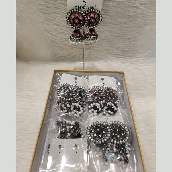 Dhwani Black Polish Austrian Stone Dangler Earrings ( Assorted Color)