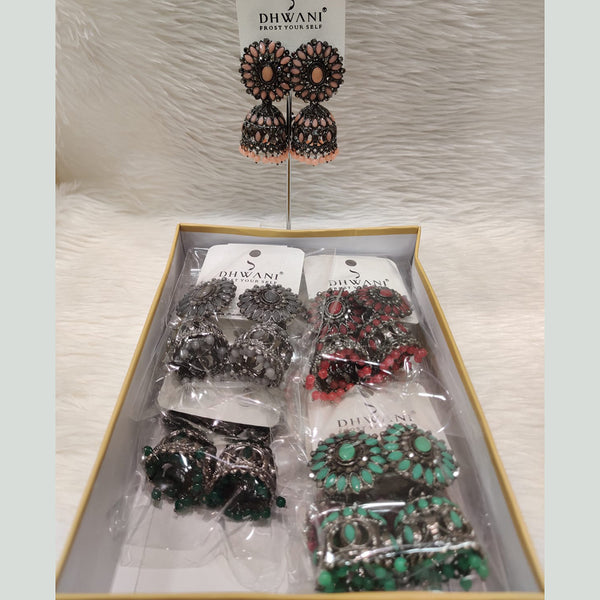 Dhwani Black Polish Crystal Stone Dangler Earrings (Assorted Color)