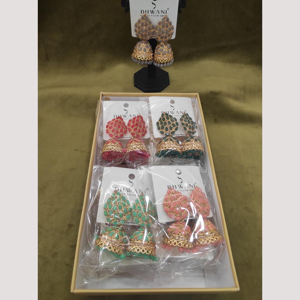 Dhwani Traditional Crystal Stone And Pearl Jhumki Earrings