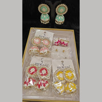 Dhwani Trendy Kundan Stone And Pearl Meenakari Jhumki Earrings