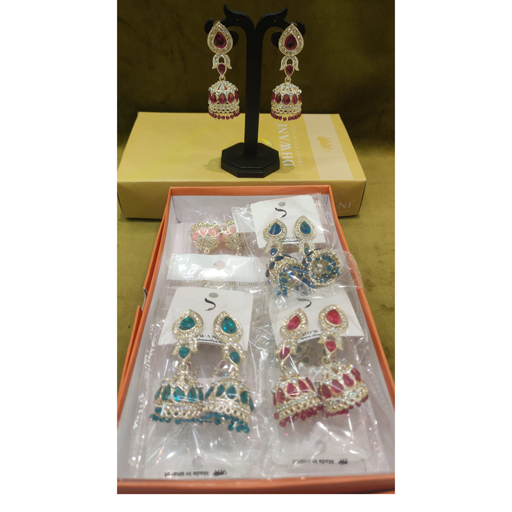 Dhwani Austrian Stone And Pearl Designer Jhumki Earrings