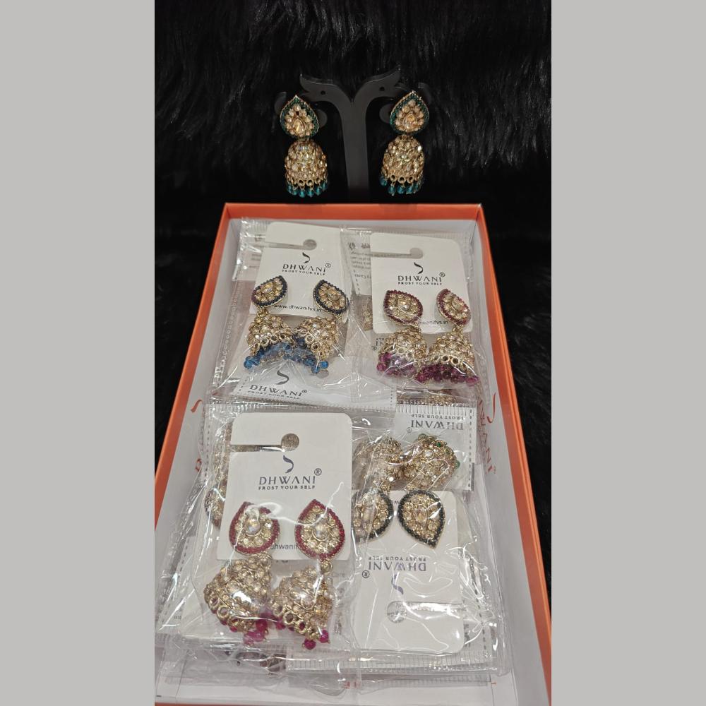 Dhwani Gold Plated Graceful Pota Stone And Pearl Jhumki Earrings