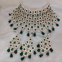 Gehana Mahal Gold Plated Austrian Stone Necklace Set
