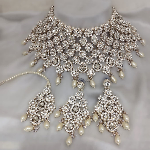 Gehana Mahal Gold Plated Austrian Stone Necklace Set