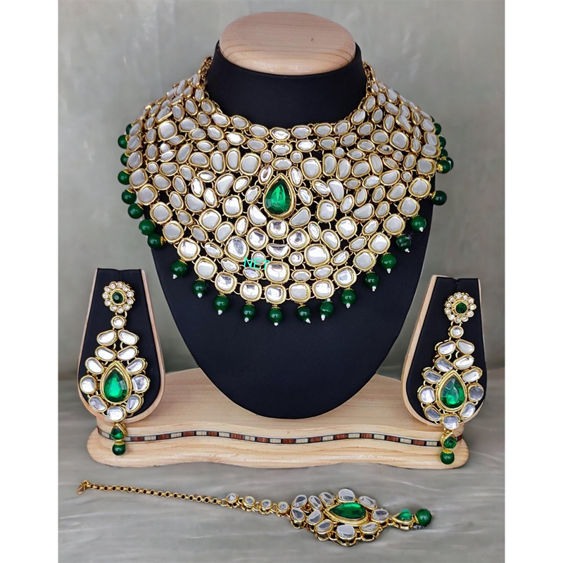 Gehana Mahal Gold Plated Kundan Stone Necklace Set