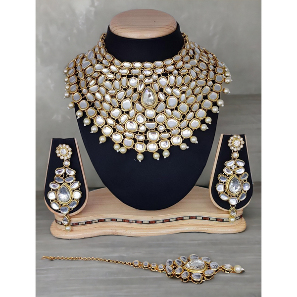 Gehana Mahal Gold Plated Kundan Stone Necklace Set