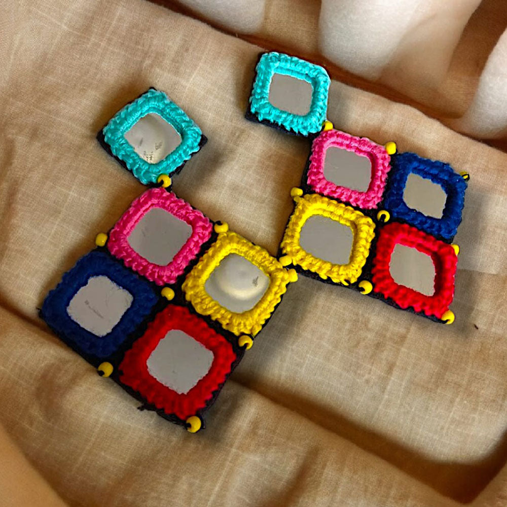 Handmade For Her  Gold Plated Handmade Mirror Earrings For Women