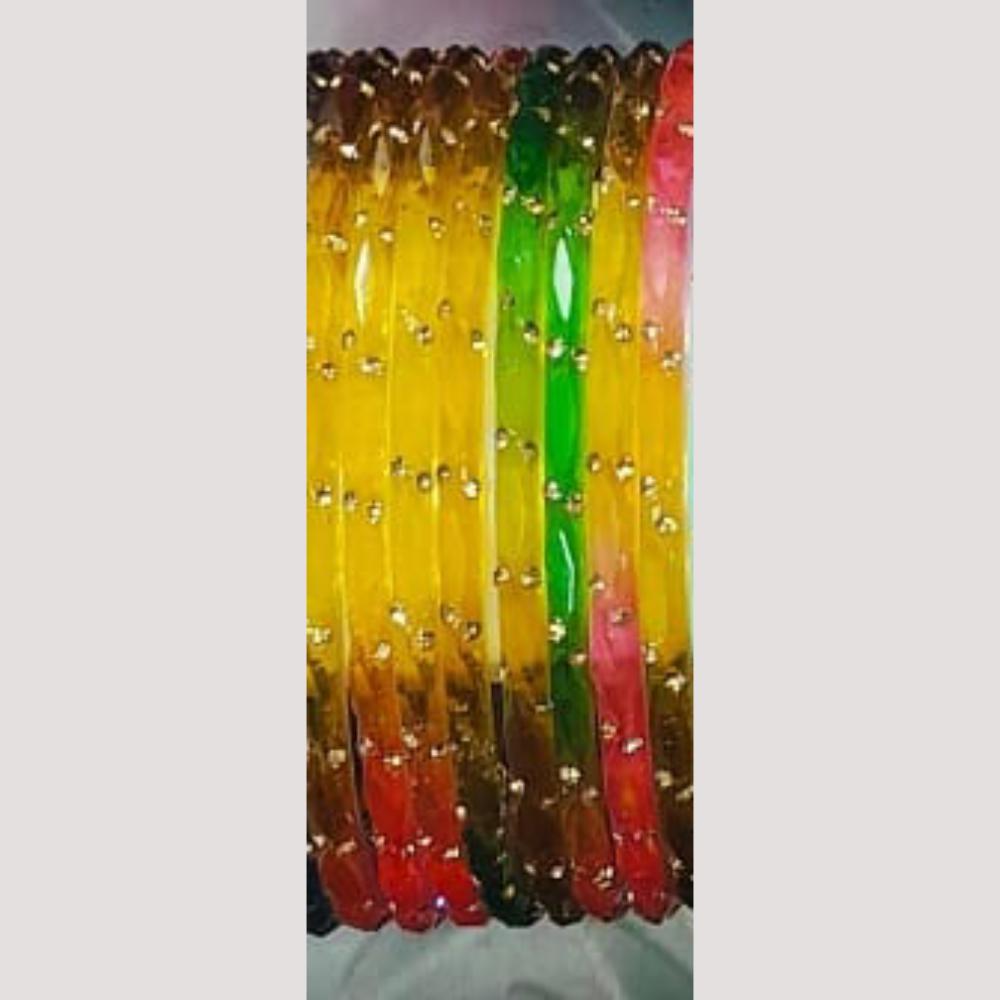Chitra Bangles Multi Color Glass Bangle (12 Piece In One Box)