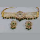 Midas Touch Gold Plated Kundan Stone And Pearl Choker Necklace Set