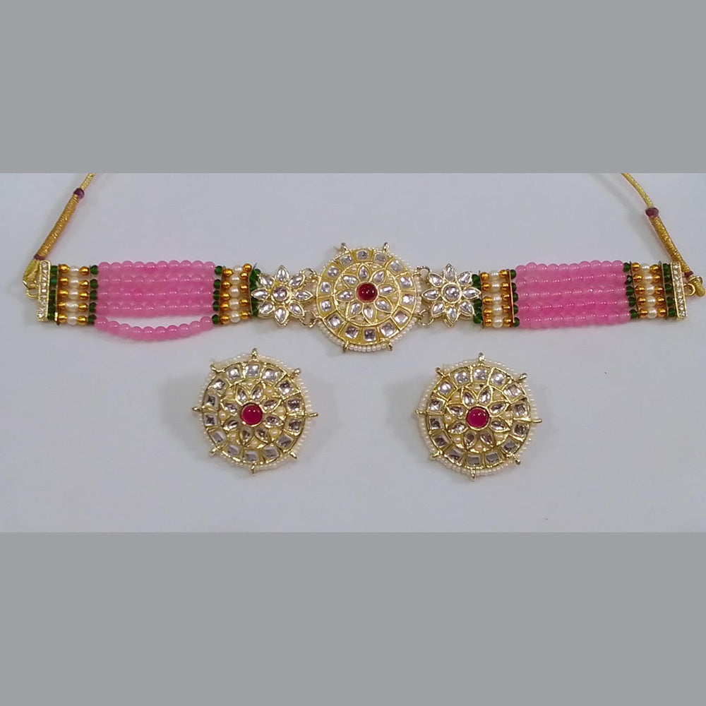 Midas Touch Gold Plated Kundan Stone And Beads Choker Necklace Set