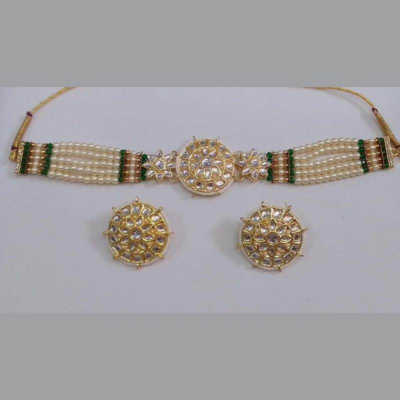 Midas Touch Gold Plated Kundan Stone And Beads Choker Necklace Set