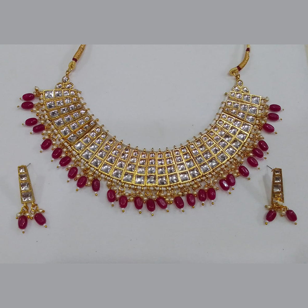 Midas Touch Gold Plated Kundan Stone Necklace Set